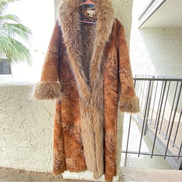 Rare Vintage PENNY LANE long Paisley floral 70’s boho look faux fur grail coat - Picture 4 of 6